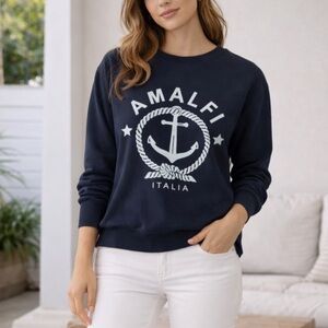 Amalfi Dark Blue Crewneck with Nautical Design